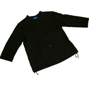 Karen Scott Sport Black Quilted 3/4 Sleeve Button-Up Shirt S